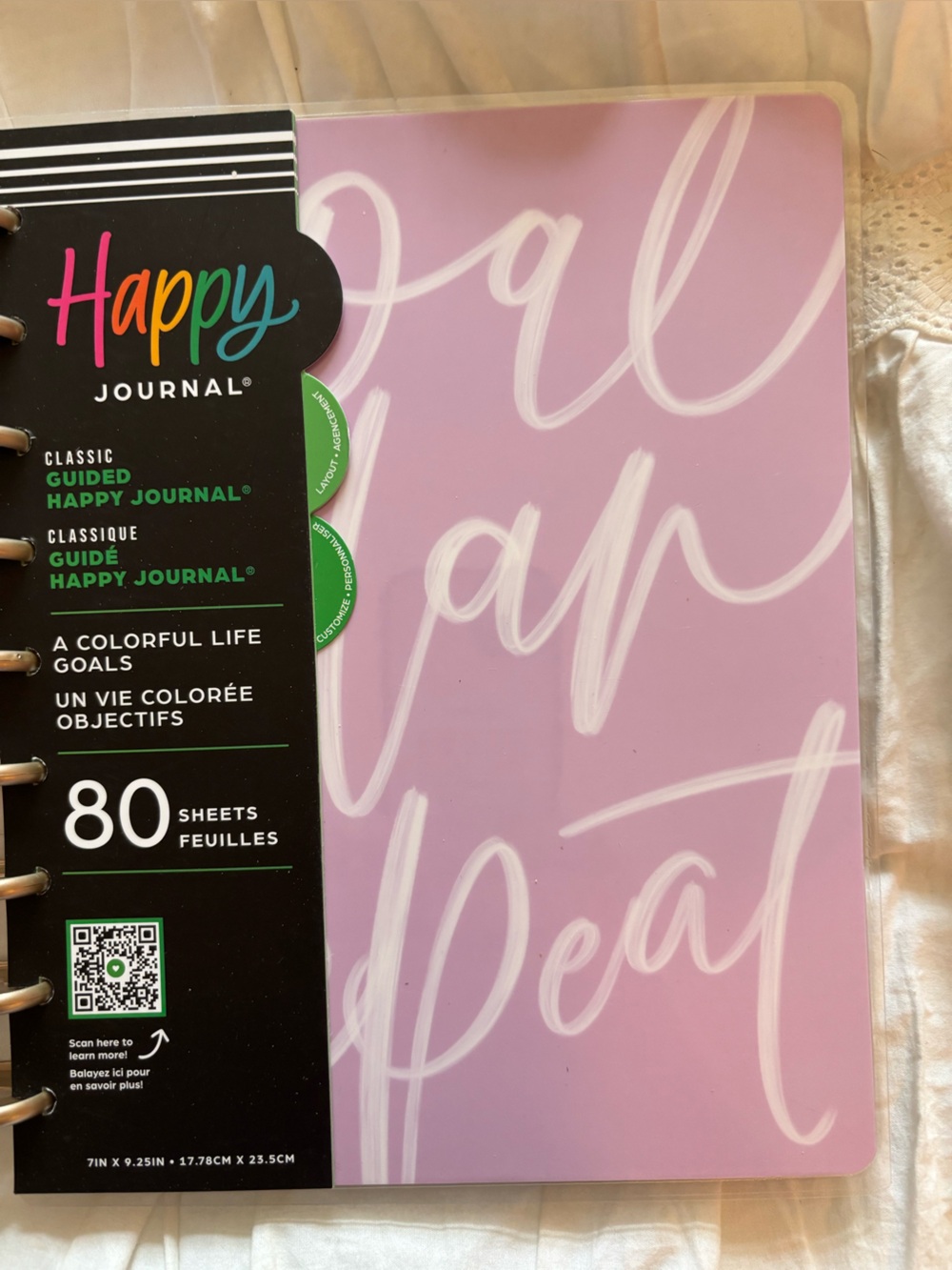 Happy Planner Classic Guided Journal - Lavender and White Script